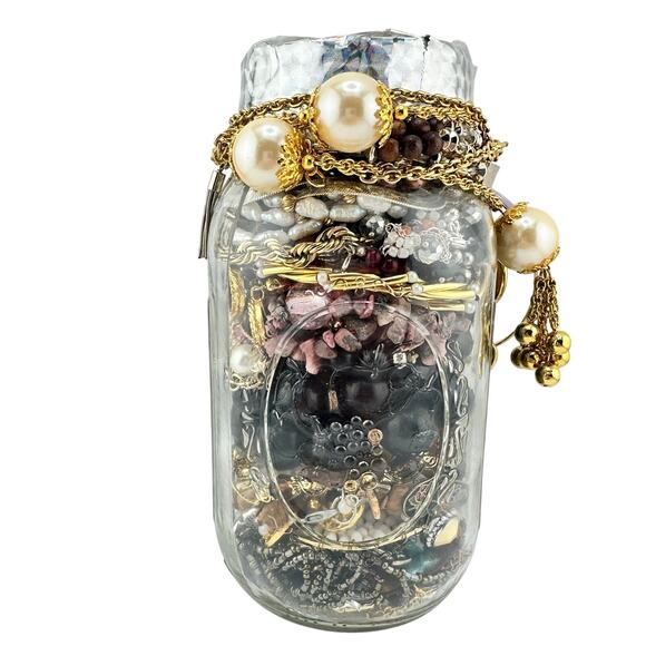 2lb 6oz Jewelry Jar Vintage to Modern Necklaces Bracelets Earrings Mixed Lot - Picture 3 of 8